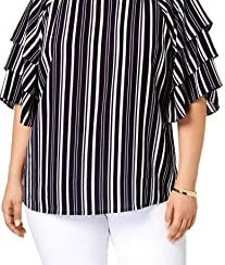 Charter Club Women's Plus Size Elbow-Sleeve Chain-Print Pima-Cotton Top Black Size Small