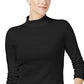 Charter Club Women's Cotton Mock-Neck Top Black Size Large