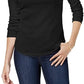 Charter Club Women's Cotton Mock-Neck Top Black Size Large