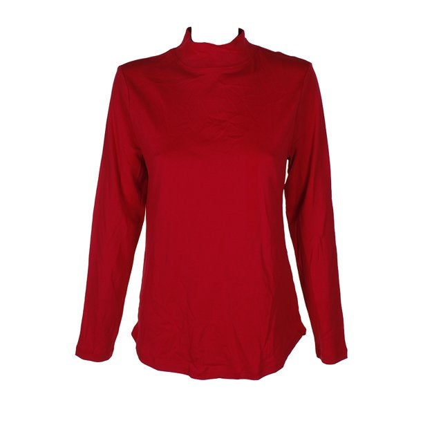 Charter Club Women's Cotton Mock-Neck Top Medium Red Size X-Large