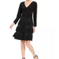 R & M Richards Women's Illusion Stripe Fit & Flare Dress Black Size 12 Petite