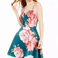 City Studios Junior's Lace Back Floral Print Fit & Flare Dress Green Size 3