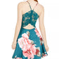 City Studios Junior's Lace Back Floral Print Fit & Flare Dress Green Size 3