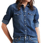 Levi's Women's Ultimate Western Lotta Love Shirt Blue Size Medium