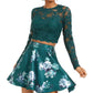 City Studios Junior's 2 Pc Lace Top & Floral Print Skirt Green Size 7