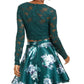 City Studios Junior's 2 Pc Lace Top & Floral Print Skirt Green Size 1