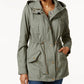 Style & Co Women's Cotton Hooded Utility Jacket Green Size X-Small