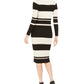 Taylor Women's Striped Midi Sweater Dress Black Size Large