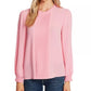 CeCe Women's Pintucked Smock Cuff Chiffon Top Pink Size X-Large