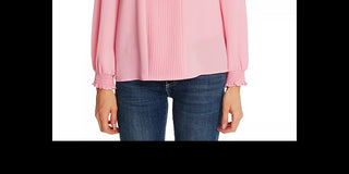CeCe Women's Pintucked Smock Cuff Chiffon Top Pink Size X-Large