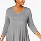 Style & Co Women's Plus Size V-Neck A-Line Swing Dress Gray Size 1X