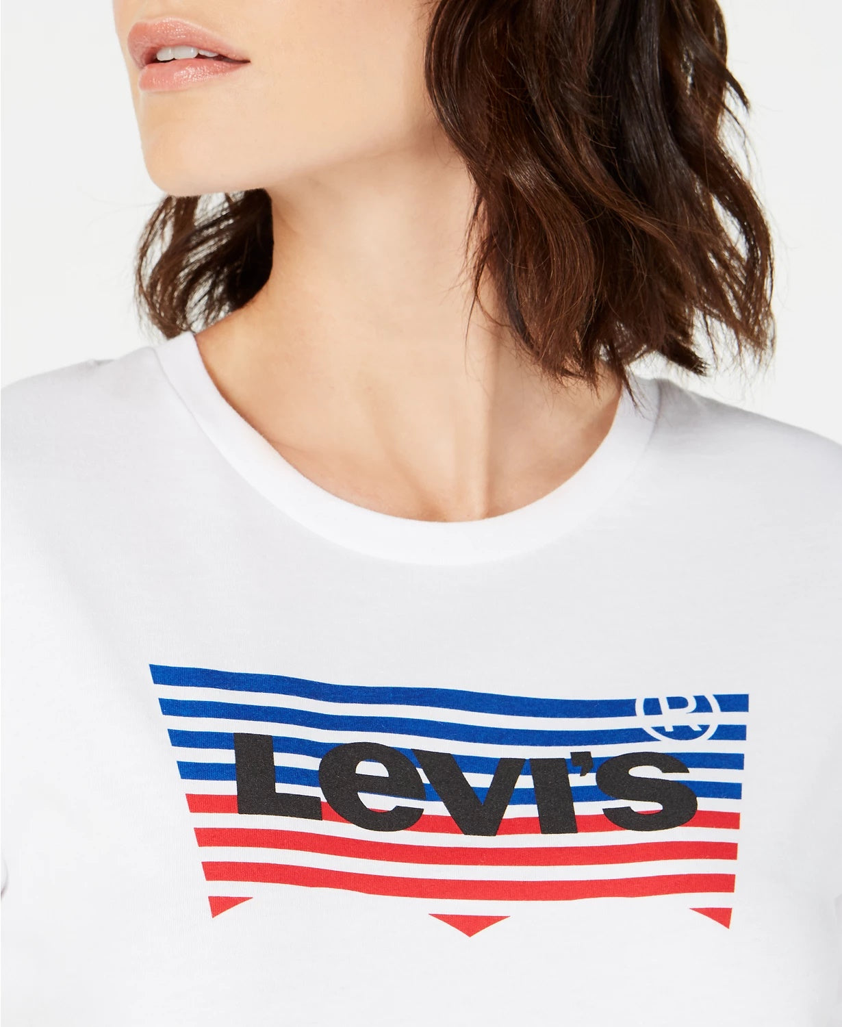 Levi's Women's The Perfect Cotton Batwing-Graphic T-Shirt White Size Extra Small