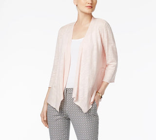 Alfani Women's Linen Open-Front Cardigan Natural Size Large