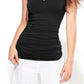 INC International Concepts Women's International Concepts Ruched V-Neck Top Black Size Small