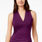 INC International Concepts Women's Ruched V-Neck Top Purple Size X-Large