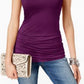 INC International Concepts Women's Ruched V-Neck Top Purple Size X-Large