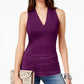 INC International Concepts Women's Ruched V-Neck Top Med Purple Size XX Large