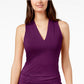INC International Concepts Women's Ruched V-Neck Top Med Purple Size XX Large