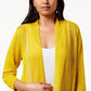 Alfani Women's Petite Mixed-Stitch Open-Front Cardigan Gold Size Medium