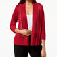 Alfani Women's Petite Mixed-Stitch Open-Front Cardigan Red Size Petite