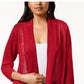 Alfani Women's Petite Mixed-Stitch Open-Front Cardigan Red Size Petite