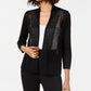 Alfani Women's Petite Mixed-Stitch Open-Front Cardigan Black Size Medium
