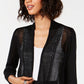 Alfani Women's Petite Mixed-Stitch Open-Front Cardigan Black Size Medium