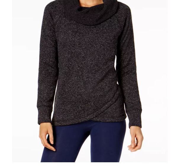 Ideology Women's Cowl Neck Pullover Black Size Medium