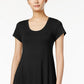 Style & Co Women's Short-Sleeve A-Line Dress Black Size Large
