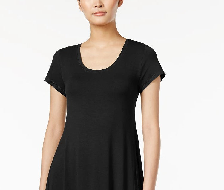 Style & Co Women's Short-Sleeve A-Line Dress Black Size Large