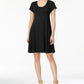 Style & Co Women's Short-Sleeve A-Line Dress Black Size Large
