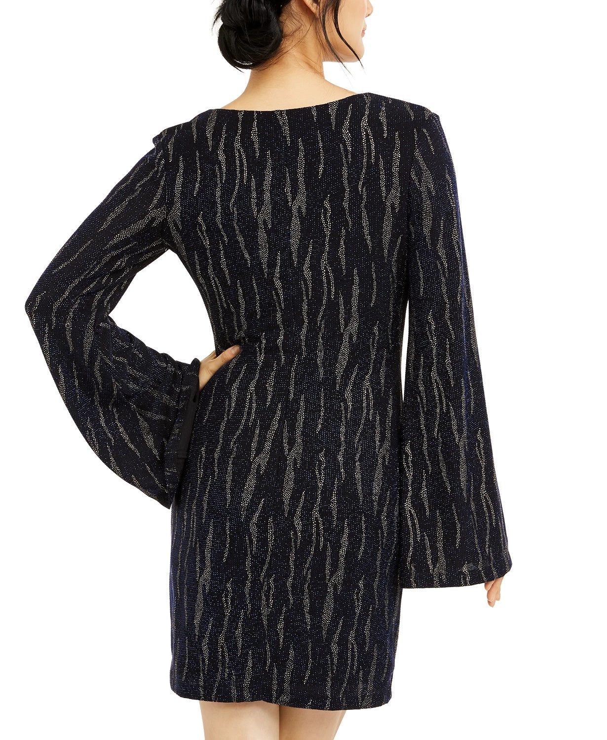 City Studios Juniors' Glitter Stripe Dress Gold Size Extra Small