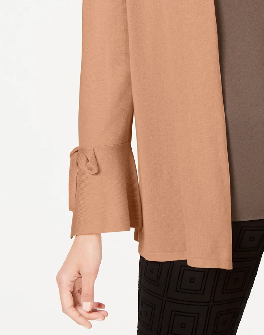 Alfani Women's Tie Sleeve Cardigan  Sweater Brown Size Medium