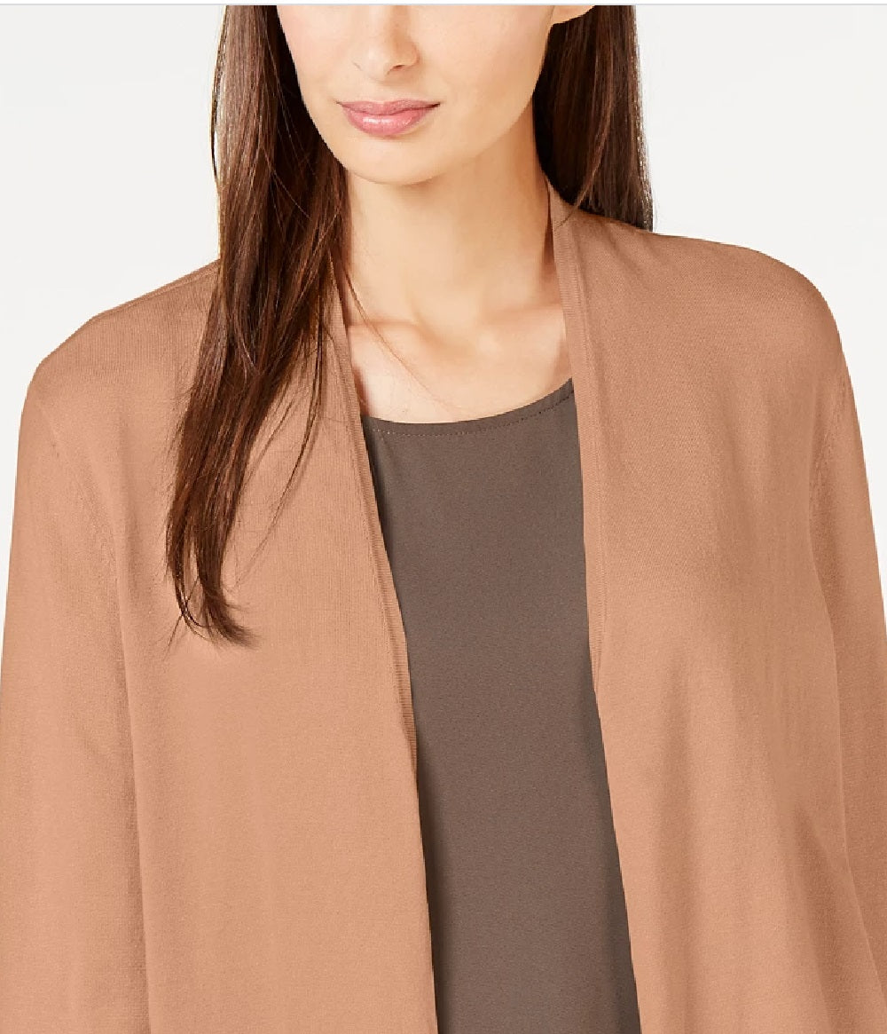 Alfani Women's Tie Sleeve Cardigan  Sweater Brown Size Medium