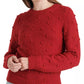Lucky Brand Women's Bobble Stitch Crewneck Cotton Blend Sweater Red Size S