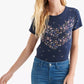 Lucky Brand Women's Floral-Print T-Shirt Blue Size X-Small