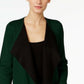 Alfani Women's Colorblocked Open-Front Cardigan Dark Green Size Extra Large