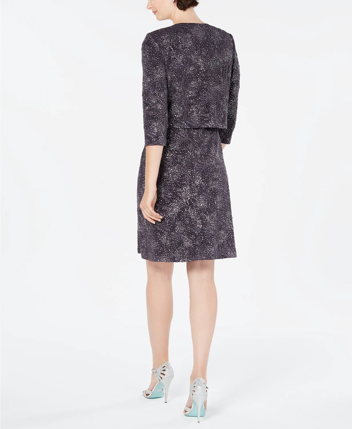 Alex Evenings Women's Jacquard-Knit Dress & Jacket Gray Size 8