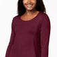 JM Women's Collection Scoop-Neck Top In Regular And Petite Purple Size Extra Large