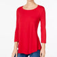 JM Collection Women's Scoop Neck Top In Regular And Red Size X-Small