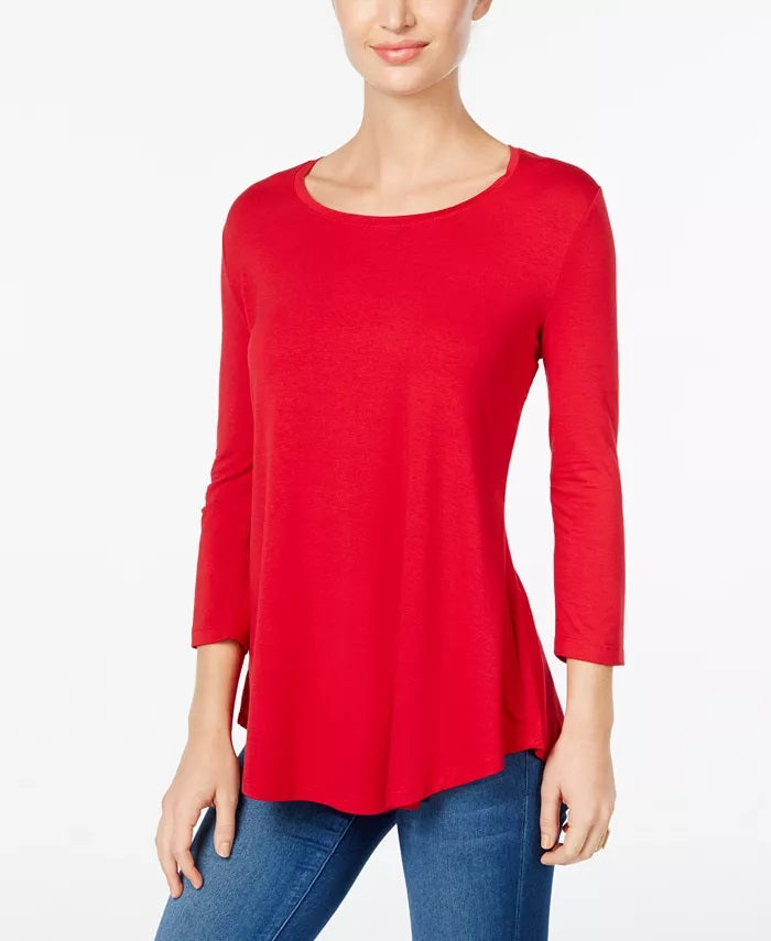 JM Collection Women's Scoop Neck Top In Regular And Red Size X-Small