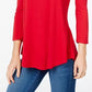 JM Collection Women's Scoop Neck Top In Regular And Red Size X-Small