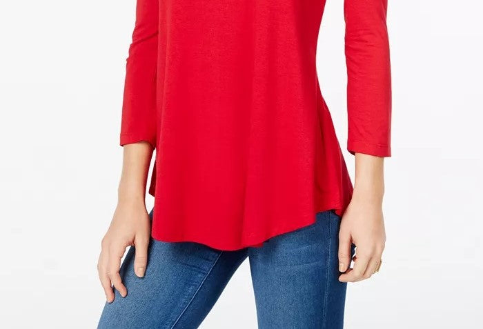 JM Collection Women's Scoop Neck Top In Regular And Red Size X-Small