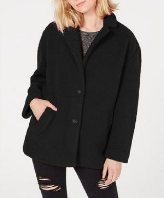 Collection B Juniors' Faux-Fur Coat Black Size Large