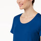 JM Collection Women's Scoop-Neck Top Bright Blue Size X-Small