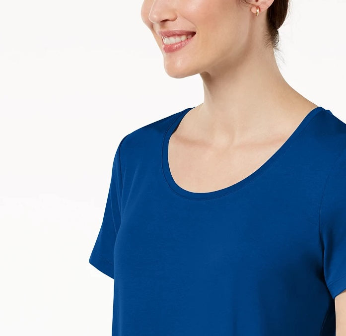JM Collection Women's Scoop-Neck Top Bright Blue Size X-Small
