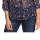 Vince Camuto Women's Ditsy Floral Shirred Shoulder Blouse Blue Size Medium