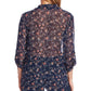 Vince Camuto Women's Ditsy Floral Shirred Shoulder Blouse Blue Size Medium