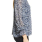Vince Camuto Women's Floral Print Smocked Blouse Blue Size X-Large