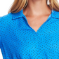 Vince Camuto Women's Ditsy Fragments Long Sleeve Belted Top Size Blue Size Small